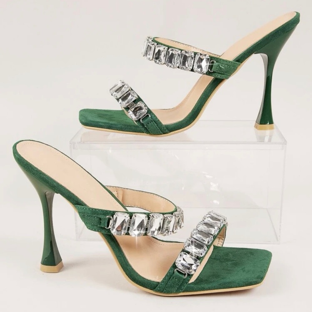 Emerald Green Rhinestone Heels - Picture 4 of 4